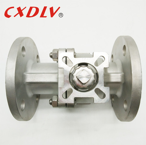 Válvula de bola de acero inoxidable con extremo de brida de 150 lb con almohadilla de montaje