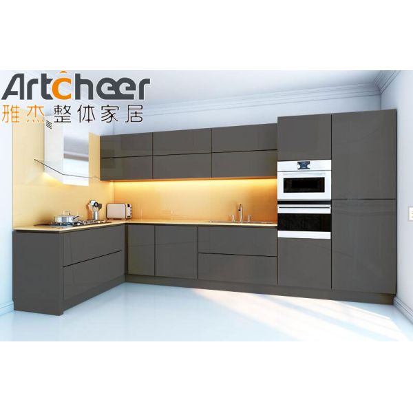 Custom Size L Shape Kitchen Cabinet with Plywood Carcass and Lift System