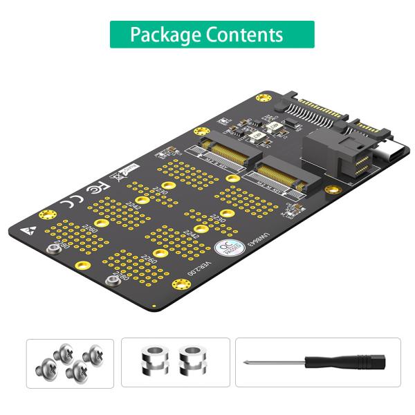 2 en 1 combo M.2 (NGFF) NVMe SSD/SATA-Bus SSD à SFF-8643 et adaptateur SATA