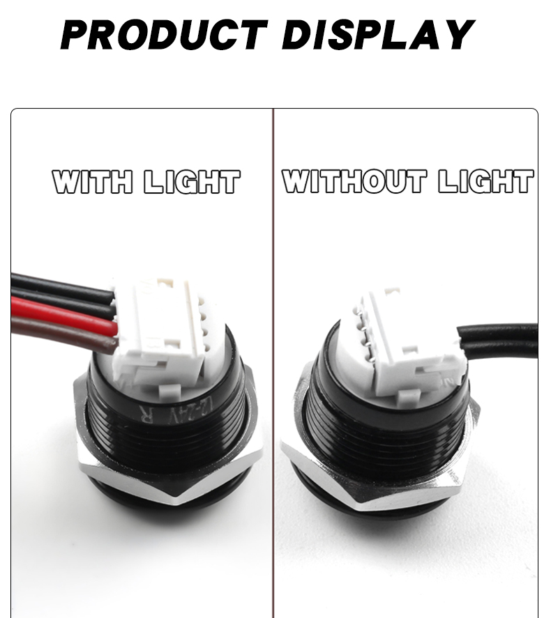 12mm  Oxidized Black Ultra-Short Quality Push Button Switch Factory With 3V6V12V24V Self-resetting