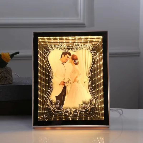 Custom Sublimation Blank 3D LED Magic Mirror Photo Frame For Gifts Home Decoration