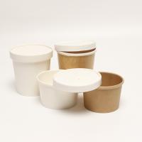 Une tasse en papier de soupe écologique avec couvercle