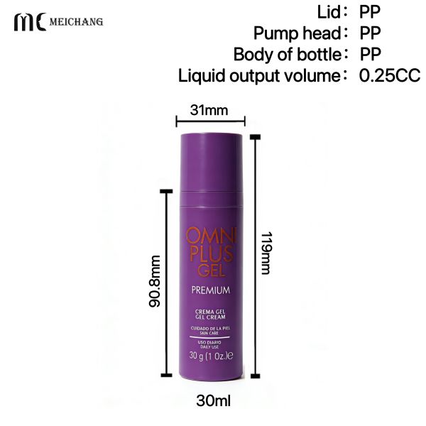 30ml PP Material Airless Pump Bottle with Oxygen Isolation for Sunscreen and Primer(MC-262)