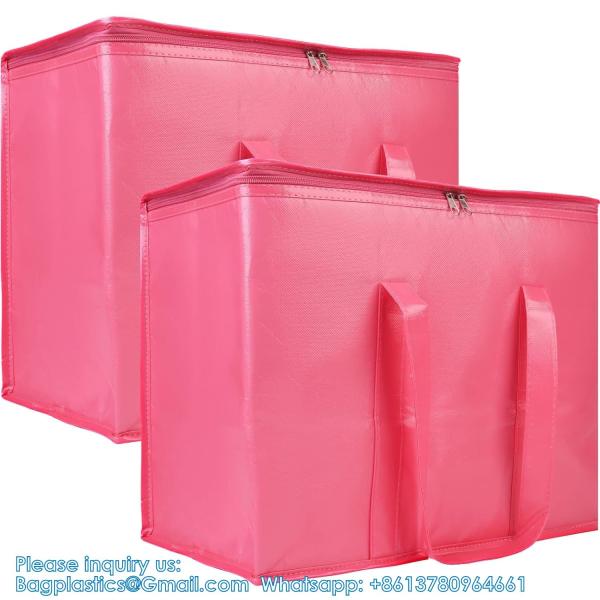 Insulated Food Delivery Bag With Hard Bottom, XXX-Large Insulated Reusable Grocery Cooler/Hot Bags, Tote Bag