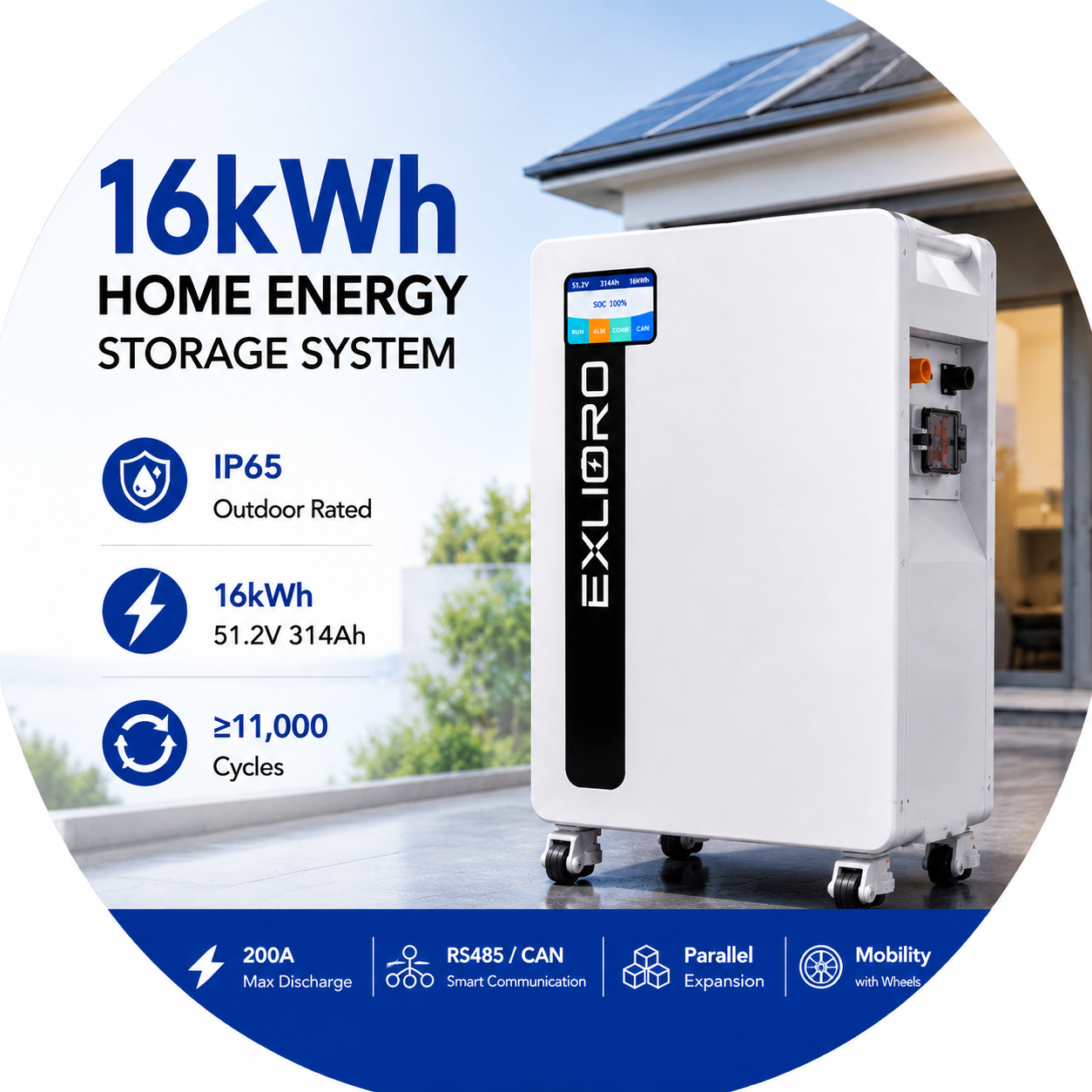 IP65 Waterproof LiFePO4 Battery with 11000 Cycles and 100A Continuous Discharging for Reliable Energy Storage