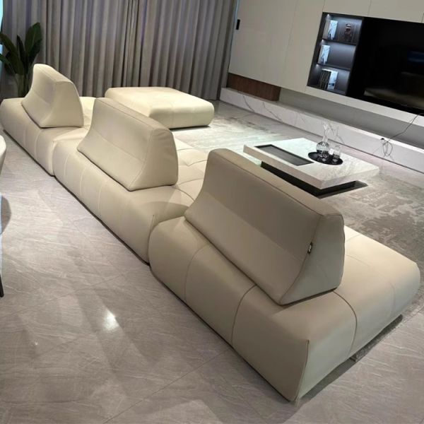 Modern Minimalist Leather Italian Sofa Luxury Set Black Corner Couch Sofa Living Room Furniture High Quality Design