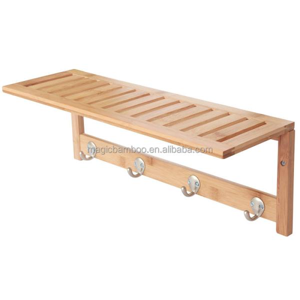 Современная и функциональная твердая бамбуковая деревянная баня с 4 крючками из нержавеющей стали