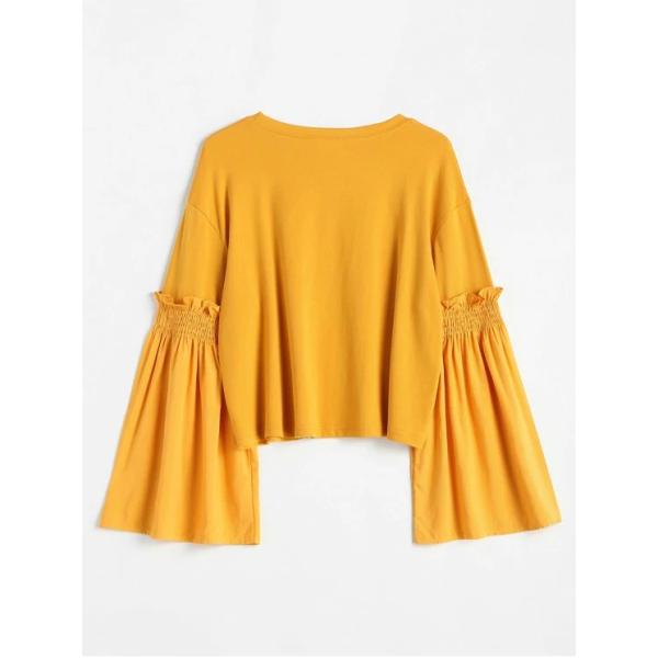 Plus Size Women Clothing Long Ruffles Flare Sleeve T Shirt