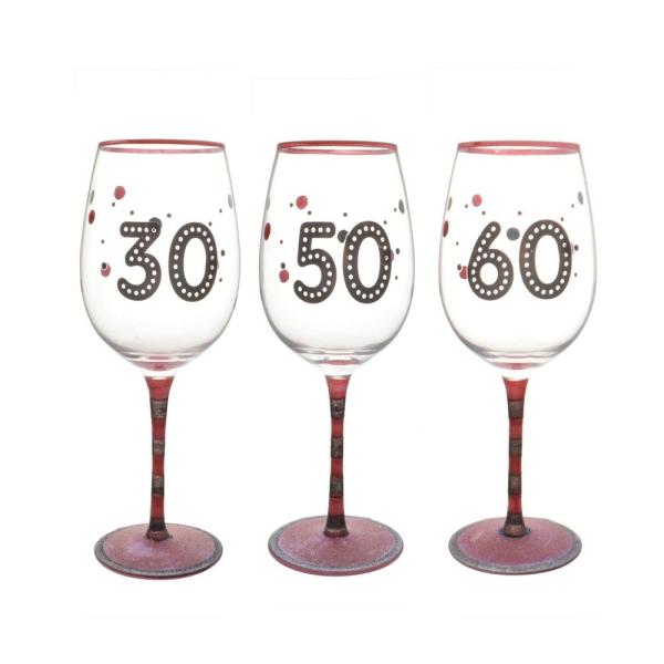 High Quality Personalized Glitter Tem Birthday Gift Red  Wine Glass