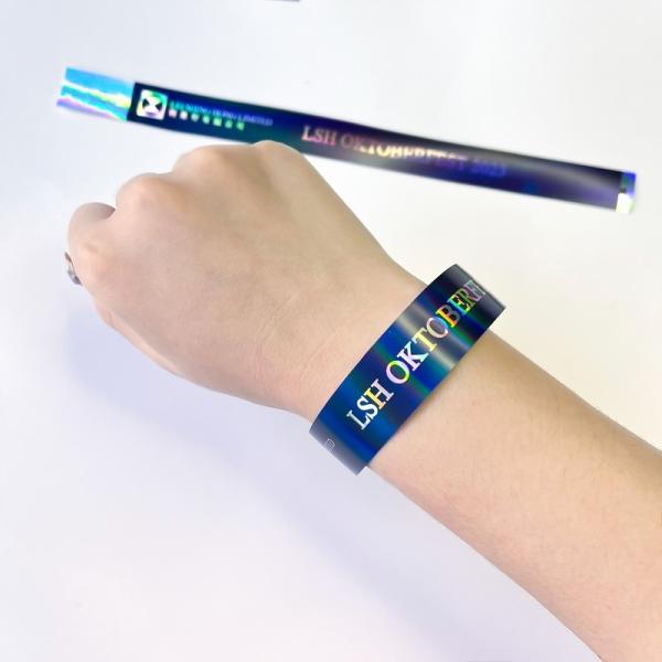 Pulseiras descartáveis ajustáveis de Neon Rainbow Laser Glitter Festival Para Concerto de Eventos Unisex