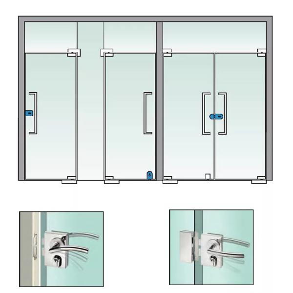 Дверь стекла качания алюминиевого сплава Frameless, закалила коммерчески двойную стеклянную дверь
