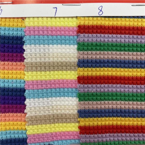 300Gsm Tie Dyed 96.5%Cotton 3.5%Spandex Waffle Knit Fabric Cotton 4 Way Stretch Waffle Stripe Knitted Fabric