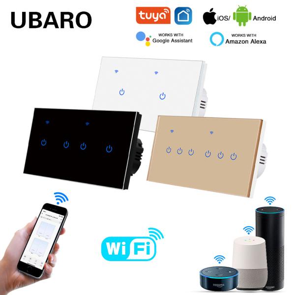 146*86mm 2 Gang  Fireproof Tuya Smart Home WIFI  Light Switch With Remote Control Electric Switch 240V Voice Control