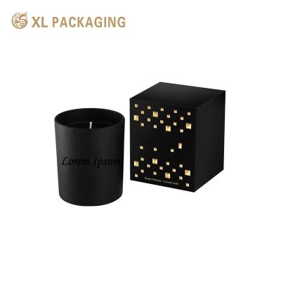 Custom Printing Black Scented Candle Box Cardbaord Candle Paper Packaging Boxes Gold Foil Stampling Lid and Base Gift Paper Box