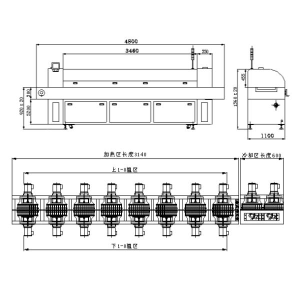 8 Heating Zones SMT Reflow Oven Soldering 380V For Led PCB Board