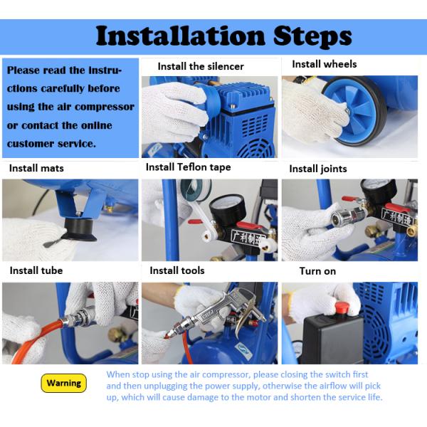 Pompas de aire sin aceite para compresores de aire 980W Potencia 30L Capacidad CONFIGURACIÓN PORTABLE