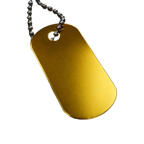 Brushed Metal Dog Tag Gold Sandblasted Anodized Aluminum Dog Tags Customized