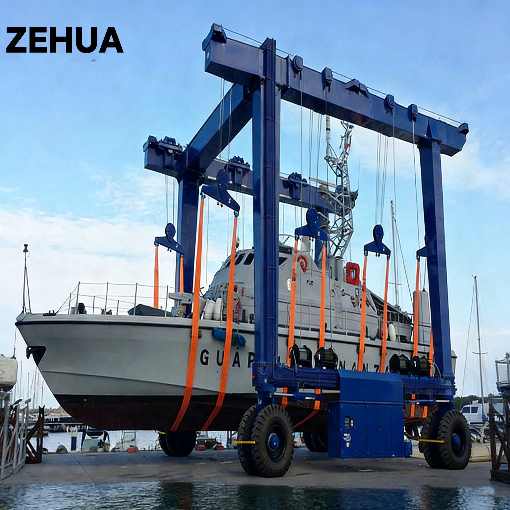 Boat Lift Yacht Hoist Marine Crane This Hydraulic Boat Lift Is Designed for Yachts 100ton 150ton 200ton 300ton
