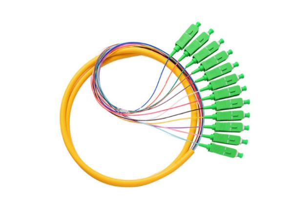 Customized SCAPC Tight Buffered Fiber Optic Pigtail Cables In Green Yellow