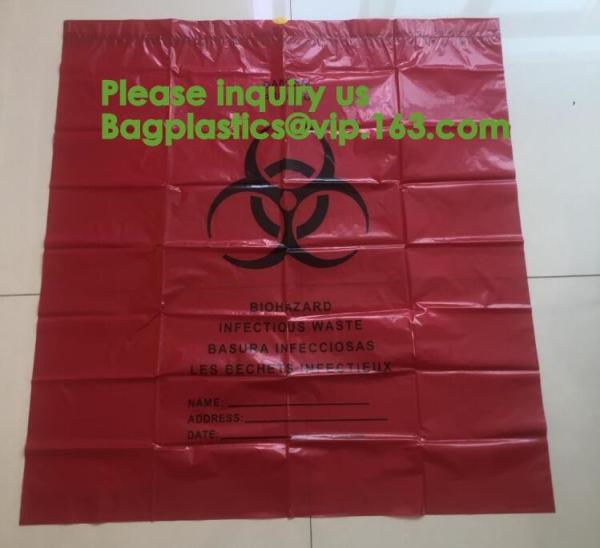 Biohazard Waste Disposal Bags Drawstring, Gallon Capacity, Medical Garbage Bags, High- Temperature Resistant