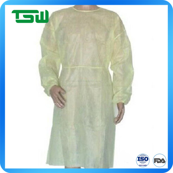 Waterproof Disposable Knitted Cuff PP SMS Isolation Gowns