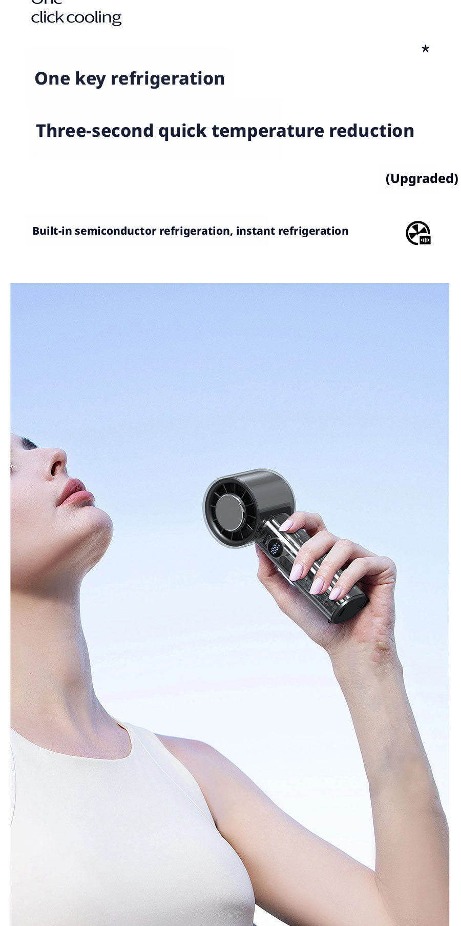 Customized 3000mAh Mini Battery Operated Fan Handheld Digital Display Personal Cooling
