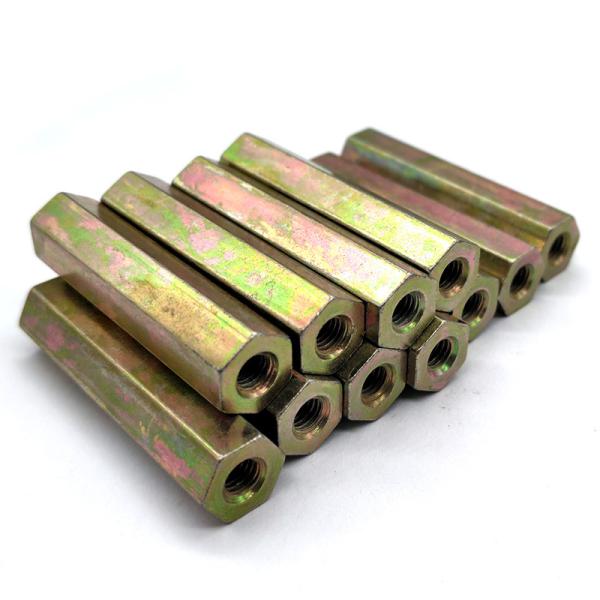 CNC Machining Zinc Plated Hexagonal Long Nuts Through Hole Extended Connector Nuts
