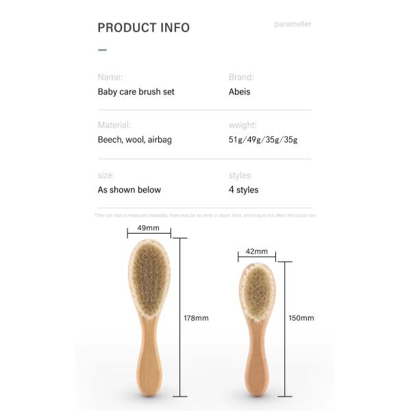 Customized LOGO Baby Brush And Comb Set Wooden Baby Hair Brush With Goat Bristle