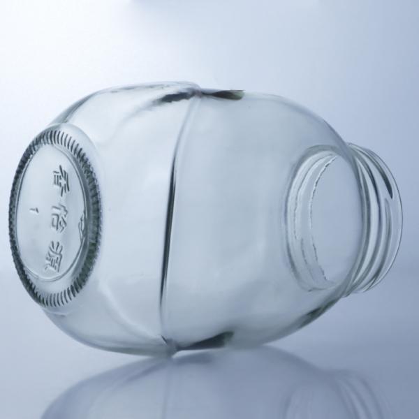 Jarrón de vidrio redondo transparente para el manejo de la superficie decal en la solución de producción de grado alimenticio
