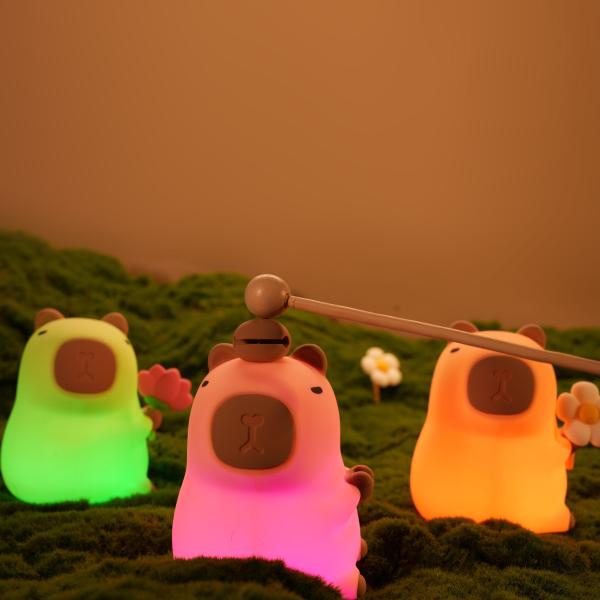 Funny Cartoon Capybara Night Light Tap Control 1200mAh Rechargeable Sleeping Night Light With 7 Changeable Color