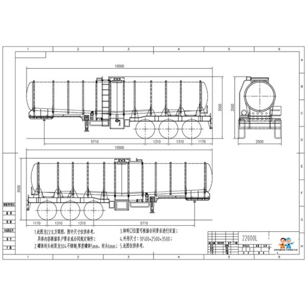 Химический трейлер танка масляной серной кислоты Triaxle 25m3 углерода стальной