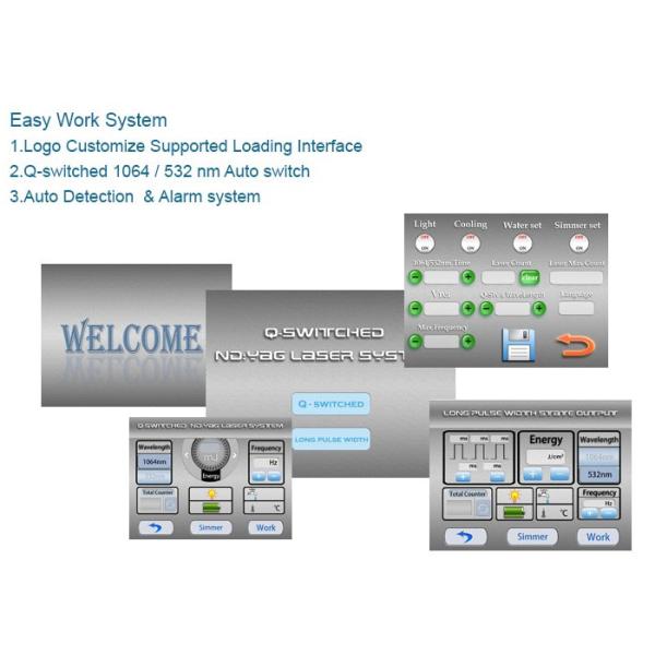 Q Switched laser machine for tattoo removal 1064nm 532nm 1300W input power big spot size