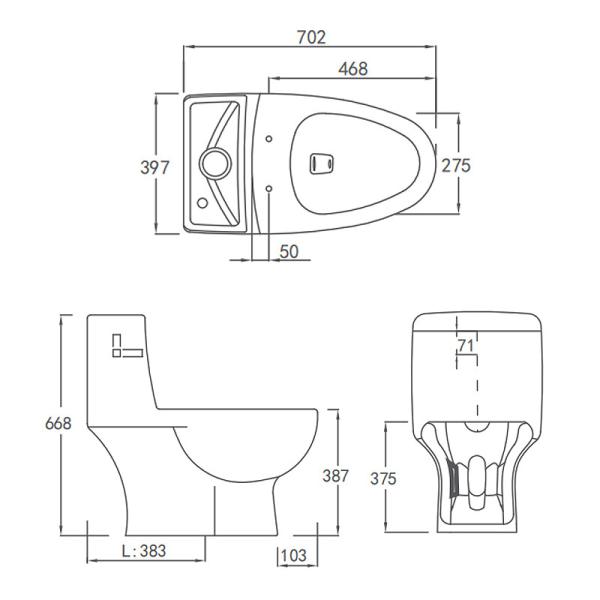 Санитарные изделия удваивают уборная 702×397×668mm притока для Bathroom