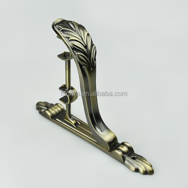 Wholesale luxury curtain rod accessories metal aluminum 28/19mm adjustable double curtain rod bracket