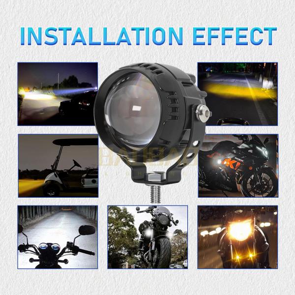 Single Beam White Yellow Red Flash Aluminum Motorcycle External LED Spotlight