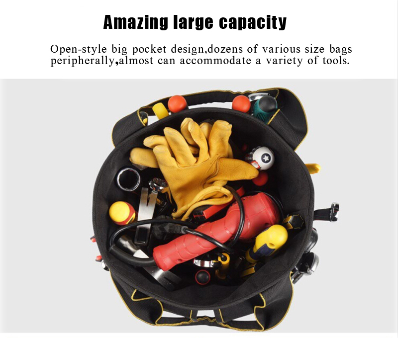 Waterproof Double Oxford Soft Handle Bucket Bag Tools Barrel Bag Tool Bucket Truck