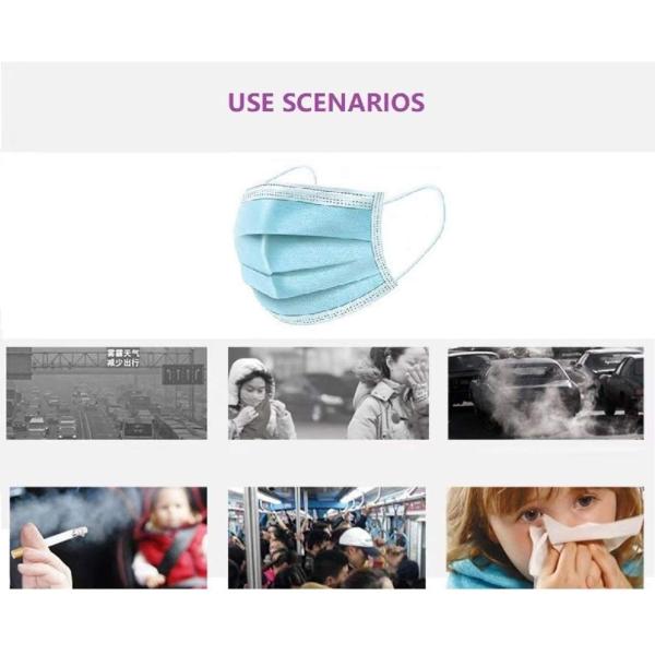 Anti Dust Virus Mask Windproof 3 Ply Face Mask Soft Lining and Earloops