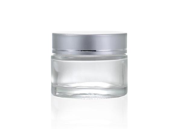 Clear 20ml 50ml Glass Cosmetic Cream Jar With Silver Cap