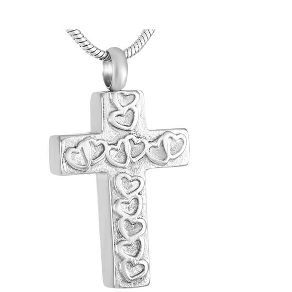 Memory Heart In My Cross Cremation Pendant Engravable Memorial Ash Keepsake