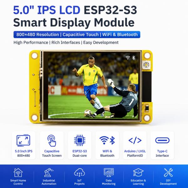 800x480 ESP32-S3 TFT LCD Display 5.0 Inch IPS Intelligent Display Module