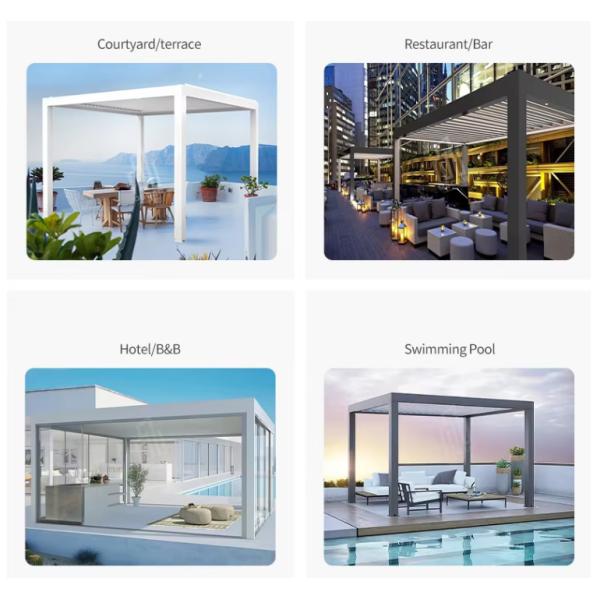 Bioclimatic aluminum pergola outdoor retractable pergola awning