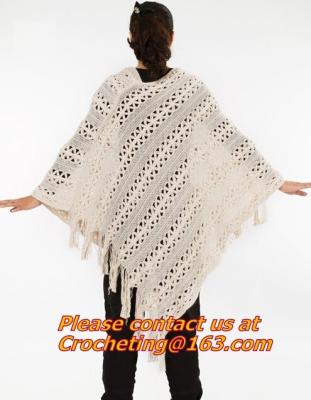 women yarn knitted hollow out crochet poncho to keep warm and fashion shawls