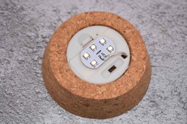 Non Toxic LED Cork Lids For Glass Dome Decorative Inserted Button Battery