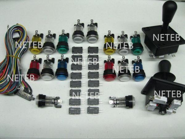 Joystick Pack, 2 Joysticks and 16 Clear illuminated button with Micro switches,jamma harness