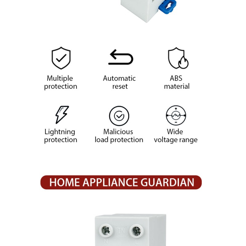 Din Rail Digital Electric Protection 63A 40A Adjustable Automatic Voltage Regulator Single Phase AC Current Made Copper PC