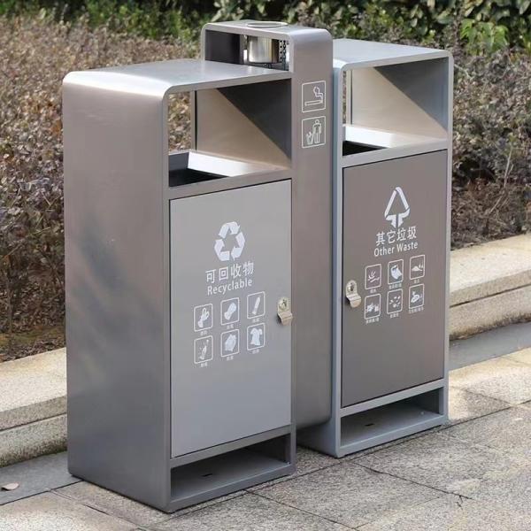 Metal Commercial Trash Bin Rectangle Trash Can With Removable Bucket
