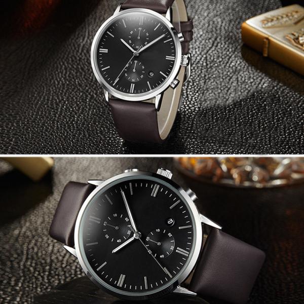 Mens Chronograph Calendar Watch Casual Quartz PE90 Movement Black Digital Sports Watch