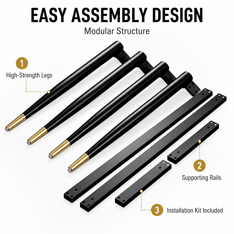 Modern-Designed Black-Gold Durable Iron Coffee Table Leg Support Bracket Furniture Base for Office & Living Room