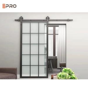 Manual Modern Interior Doors Hidden Track Mirrored Aluminum Tempered Glass