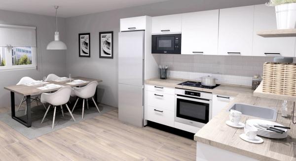 Melamine Finish Modern Modular Kitchen Cabinet L Shape Design